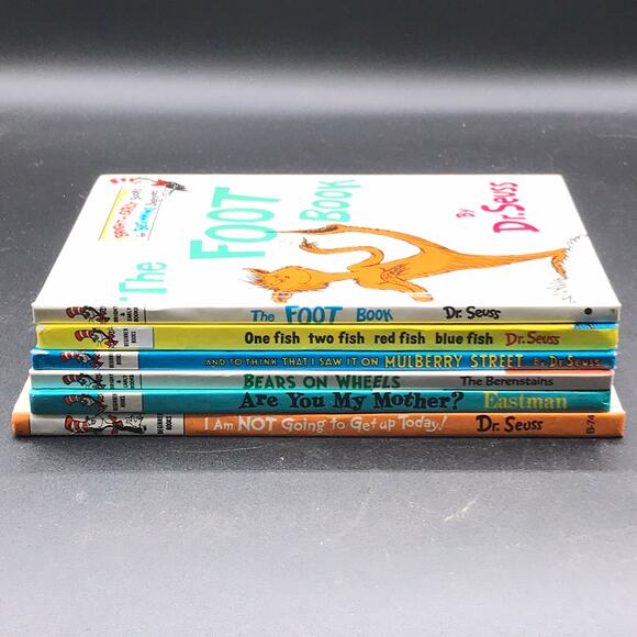 Vintage Dr. Seuss Easy Reader Books Set of 5 Bears on Wheels Mulberry St 1 Fish - Picture 1 of 9